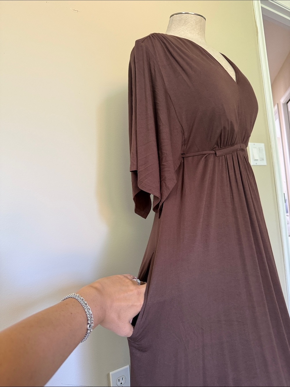 Soma Women’s Brown V-Neck Maxi Dress with built in bra - Picture 7 of 9